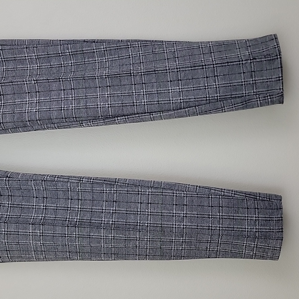 Tahari Black, White & Blue Plaid Slim Pants M/L - Picture 3 of 15